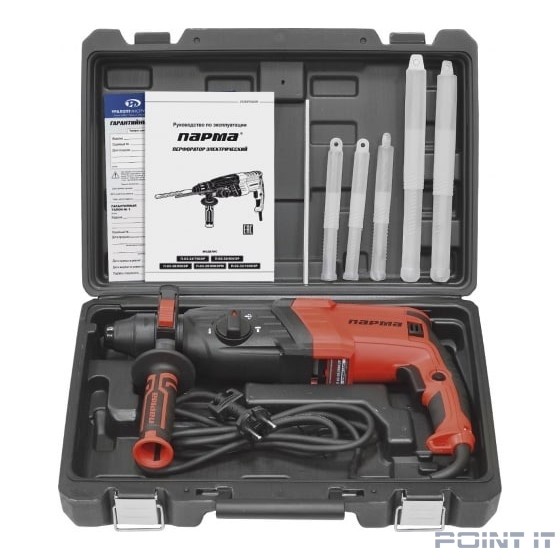 Перфоратор ПАРМА П-02-30/1000ЭР [02.027.00009] { 1000Вт,3-х реж,3,3Дж, SDS-plus, рег.об.,рев, пл.пуск,рук.Эрго+)5ш/к }