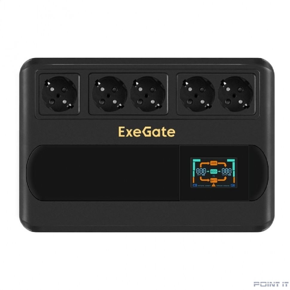 Exegate EX295686RUS ИБП ExeGate NEO Smart BU-1000.LCD.AVR.5SH <1000VA/500W, цветной LCD-дисплей, AVR, 5*Schuko, Black>