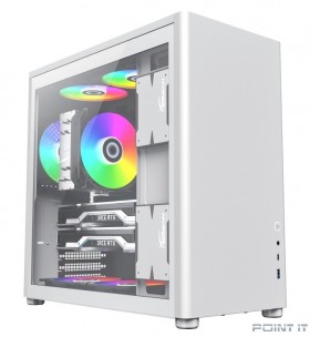 GameMax Корпус Spark Pro Full White без БП (Midi Tower, ATX, Белый., USB3.0+Type C, Зак. стекло)