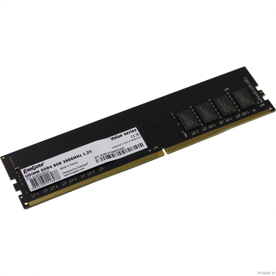 Exegate EX283082RUS Модуль памяти ExeGate Value DIMM DDR4 8GB <PC4-21300> 2666MHz