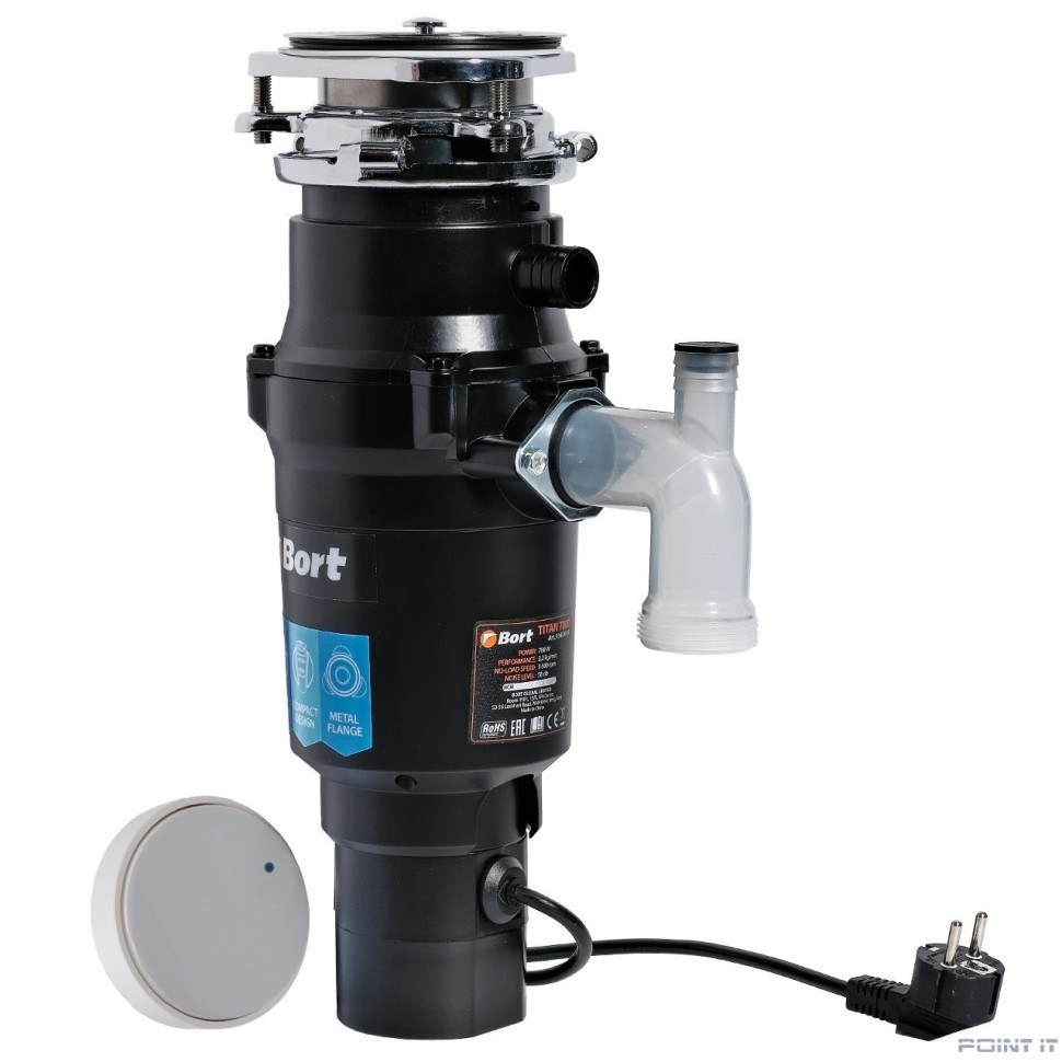 Bort Измельчитель пищевых отходов TITAN 7000 {Мощность л.с. 1 ; 780 Вт; 3,2 кг/мин; 3600 об/мин; 1000 мл; Металл ; набор аксессуаров 6 шт} [93413519]