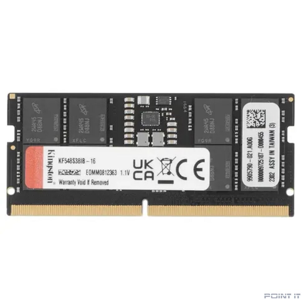 Память оперативная/ Kingston 16GB 4800MT/s DDR5 CL38 SODIMM FURY Impact PnP