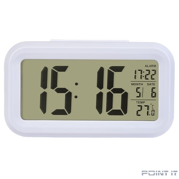Perfeo Часы-будильник "Snuz", белый, (PF-S2166) время, температура, дата