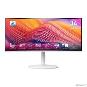 Монитор MSI Modern 34&quot; MD342CQPW White {VA Curved 3440x1440 120Hz 1ms 3000:1 21:9 300cd 2xHDMI DisplayPort 2xUSB USB-C Speaker Tilt Swivel Height white cable}