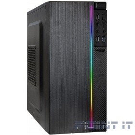 Корпус Minitower ExeGate mEVO-9302-RGB-500W-12 (mATX, БП 500NPX с вент. 12см, 2*USB+1*USB3.0, HD аудио, черный с RGB подсветкой)